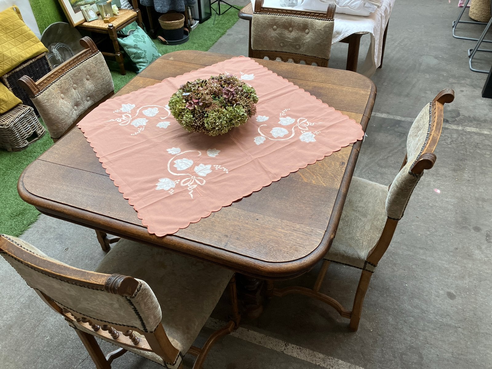 Antieke eettafel met 4 stoelen, Ophalen of Verzenden