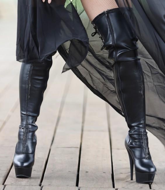 Pleaser Overknee Plateau Laarzen - Maat 39 (UK 6/US 9), Hoge laarzen, Zwart, Pleaser, Ophalen of Verzenden