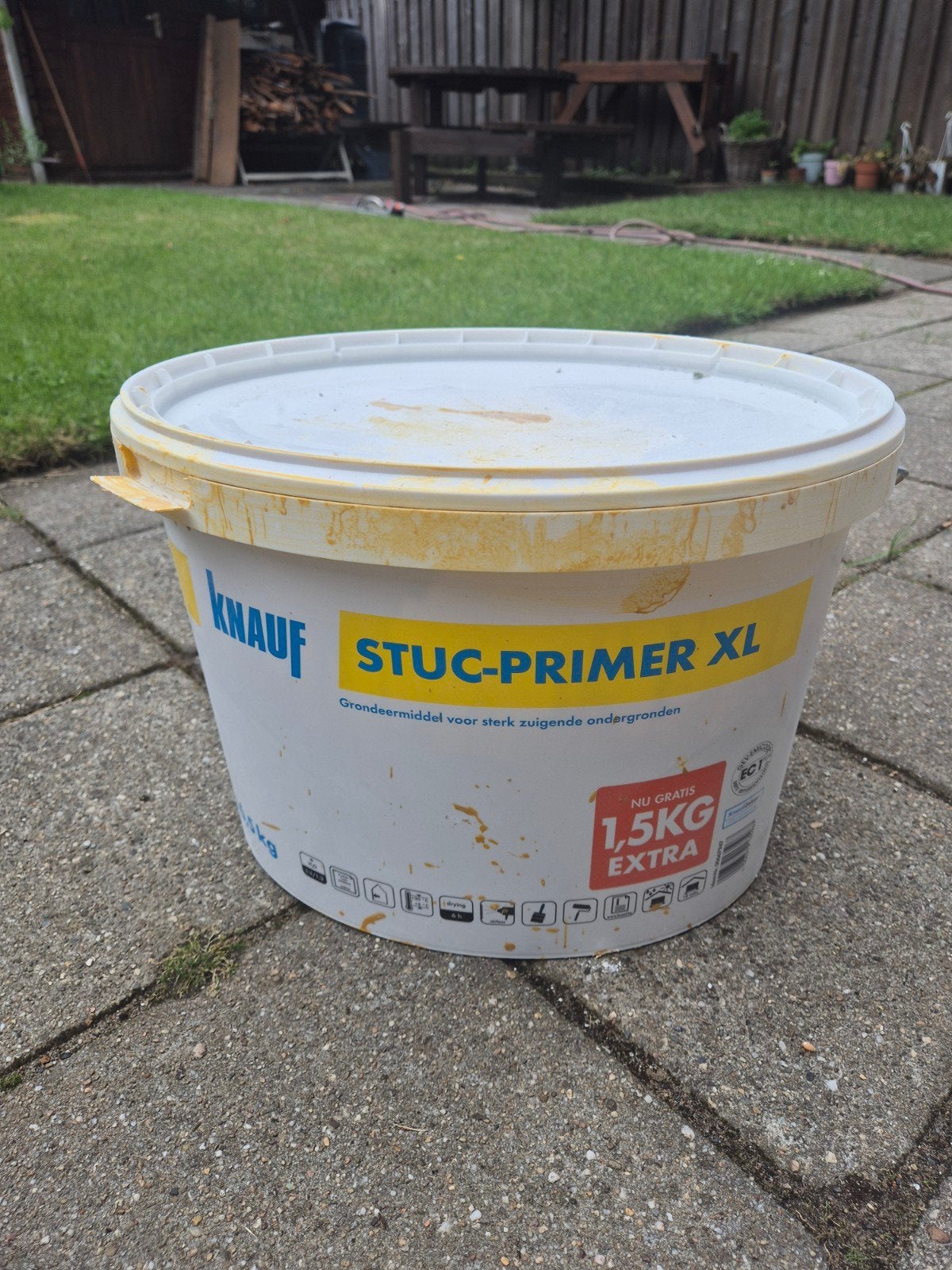 Knauf Stuc-Primer XL 10 liter, Ophalen, Gebruikt, Geel, Verf