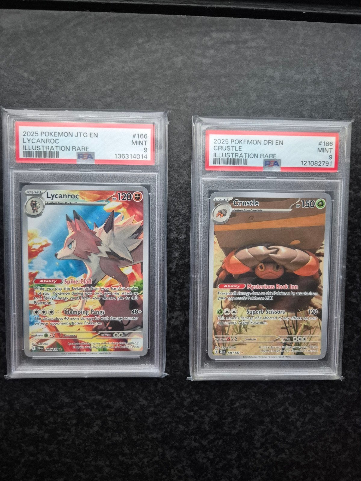Pokemon slabs PSA 9. Lynaroc en Crustle, Ophalen of Verzenden, Nieuw