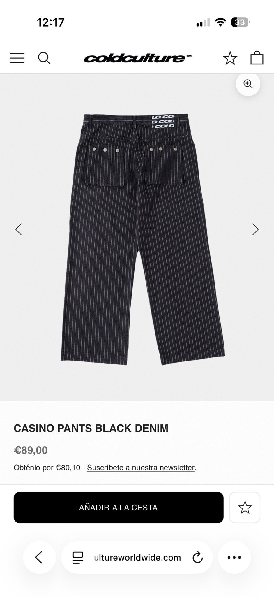 Coldculture Casino Pants Black Denim - Maat L, Ophalen of Verzenden, Zo goed als nieuw, Maat 52/54 (L), Zwart