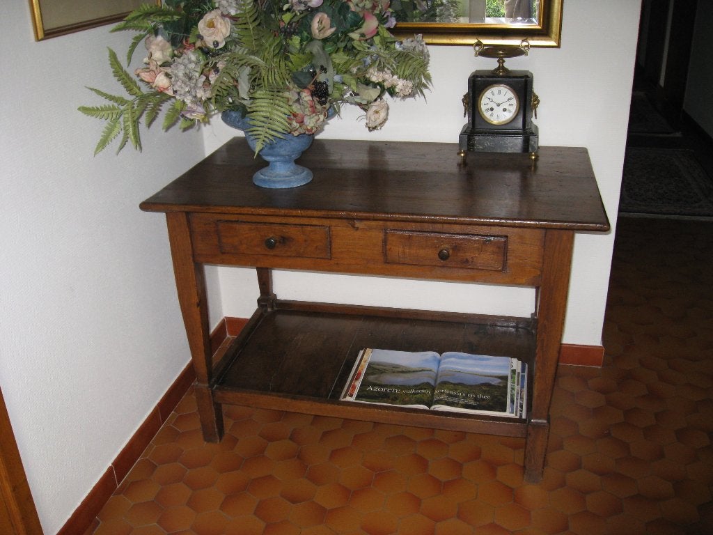 antieke eikenhouten haltafel, Ophalen, Gebruikt, 100 tot 150 cm, Eikenhout