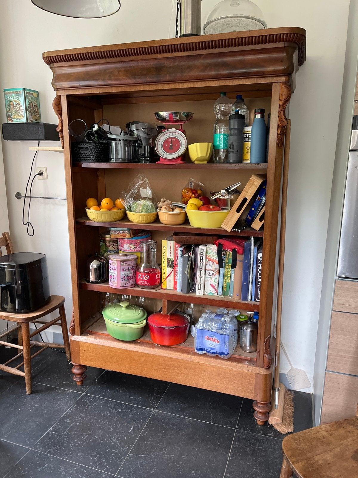 Antieke houten boekenkast/vitrinekast, Antiek en Kunst, Ophalen