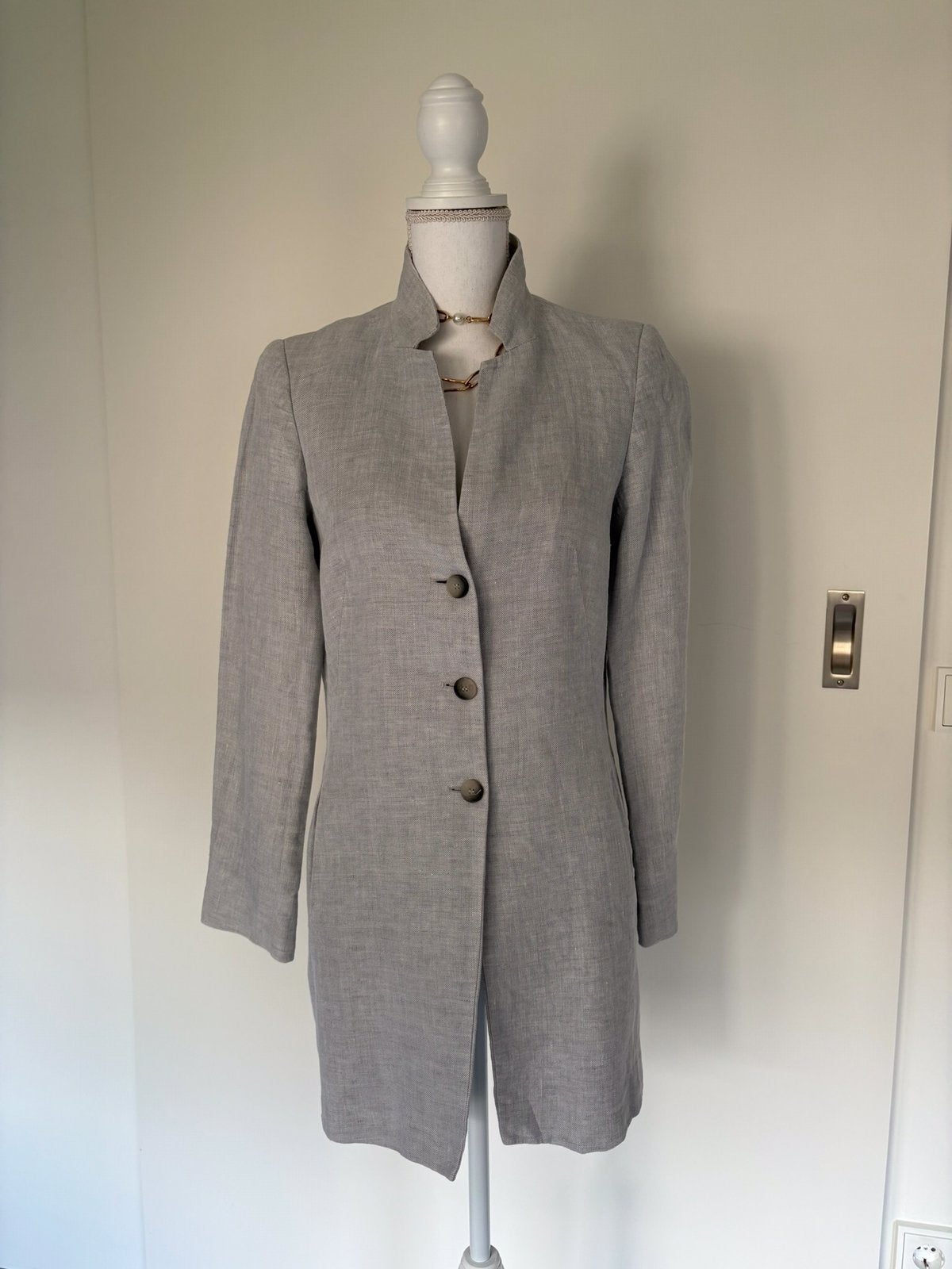 Purdey lichtgrijze linnen blazer maat 38, Maat 38/40 (M), Ophalen of Verzenden, Jasje, Grijs