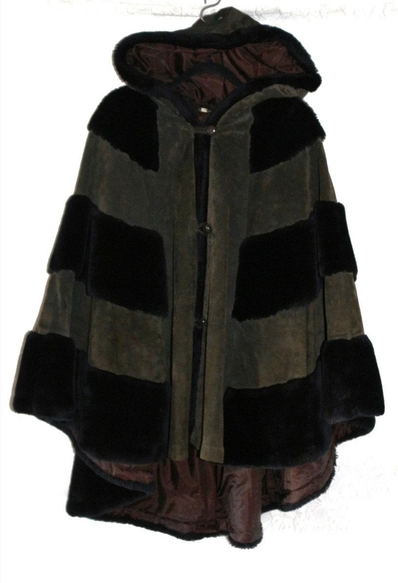 Prachtige Collectors Item Jaren '80 Poncho suède (wildleder), Maat 38/40 (M), Nieuw, Onbekend, Meerkleurig