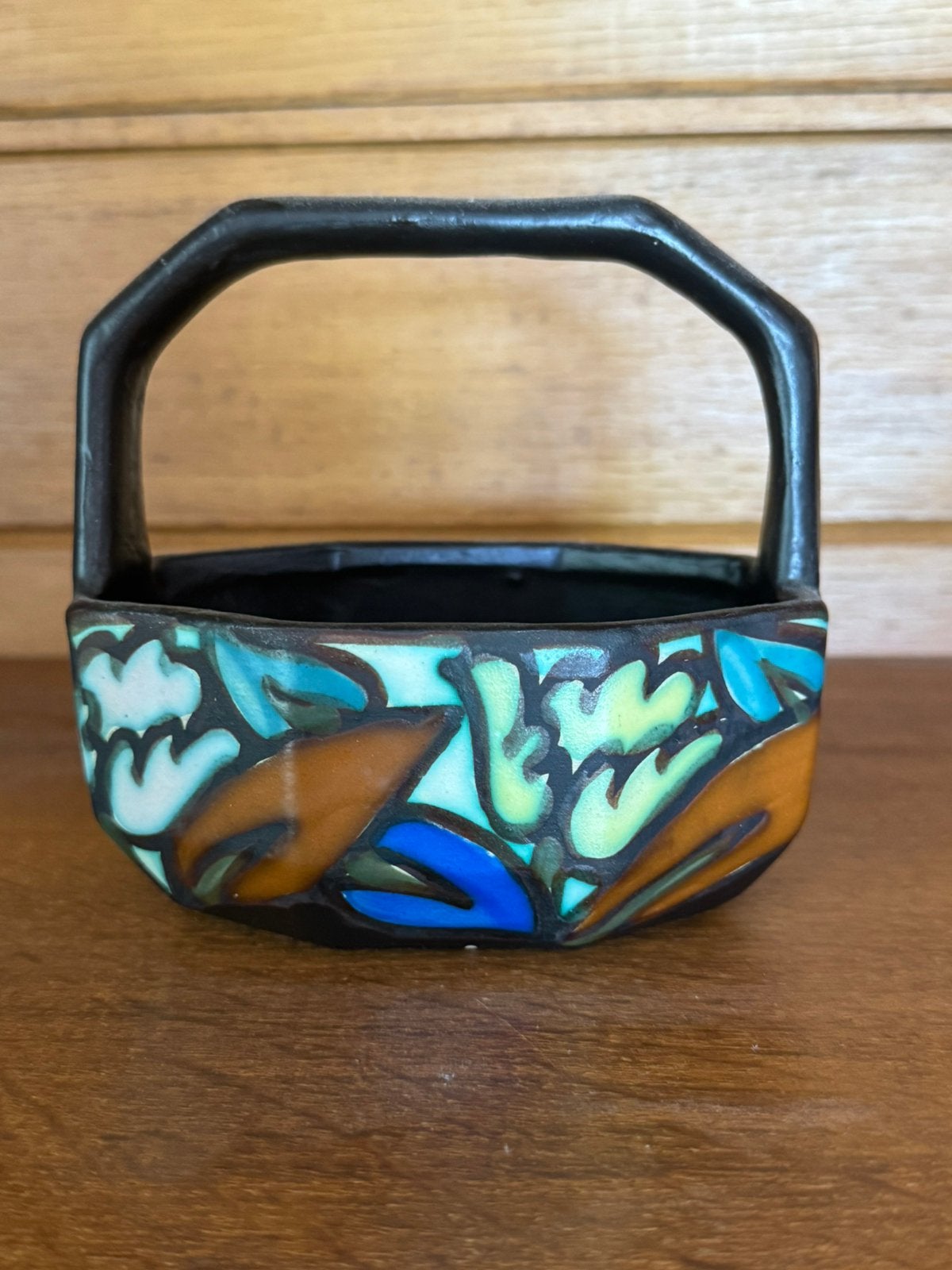 Vintage handgemaakt keramieken mandje schaaltje met hengsel, Antiek en Kunst, Antiek | Keramiek en Aardewerk, Ophalen