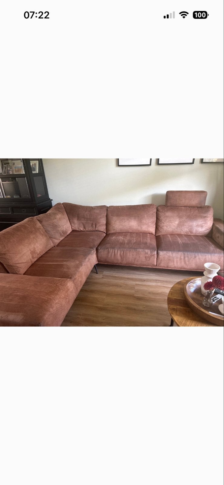 Cognac Hoekbank van Sanders - 3 jaar oud, Ophalen, 250 tot 300 cm, Gebruikt, Hoekbank