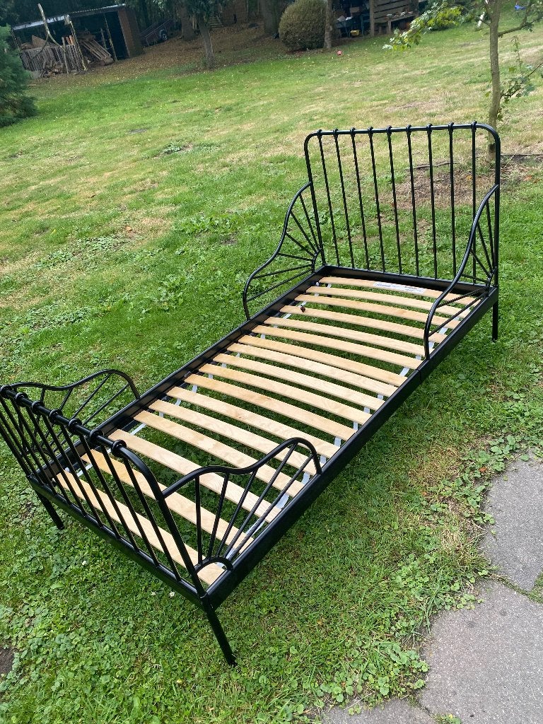 IKEA minnen bed zwart, Ophalen, Gebruikt, 70 tot 85 cm, Lattenbodem