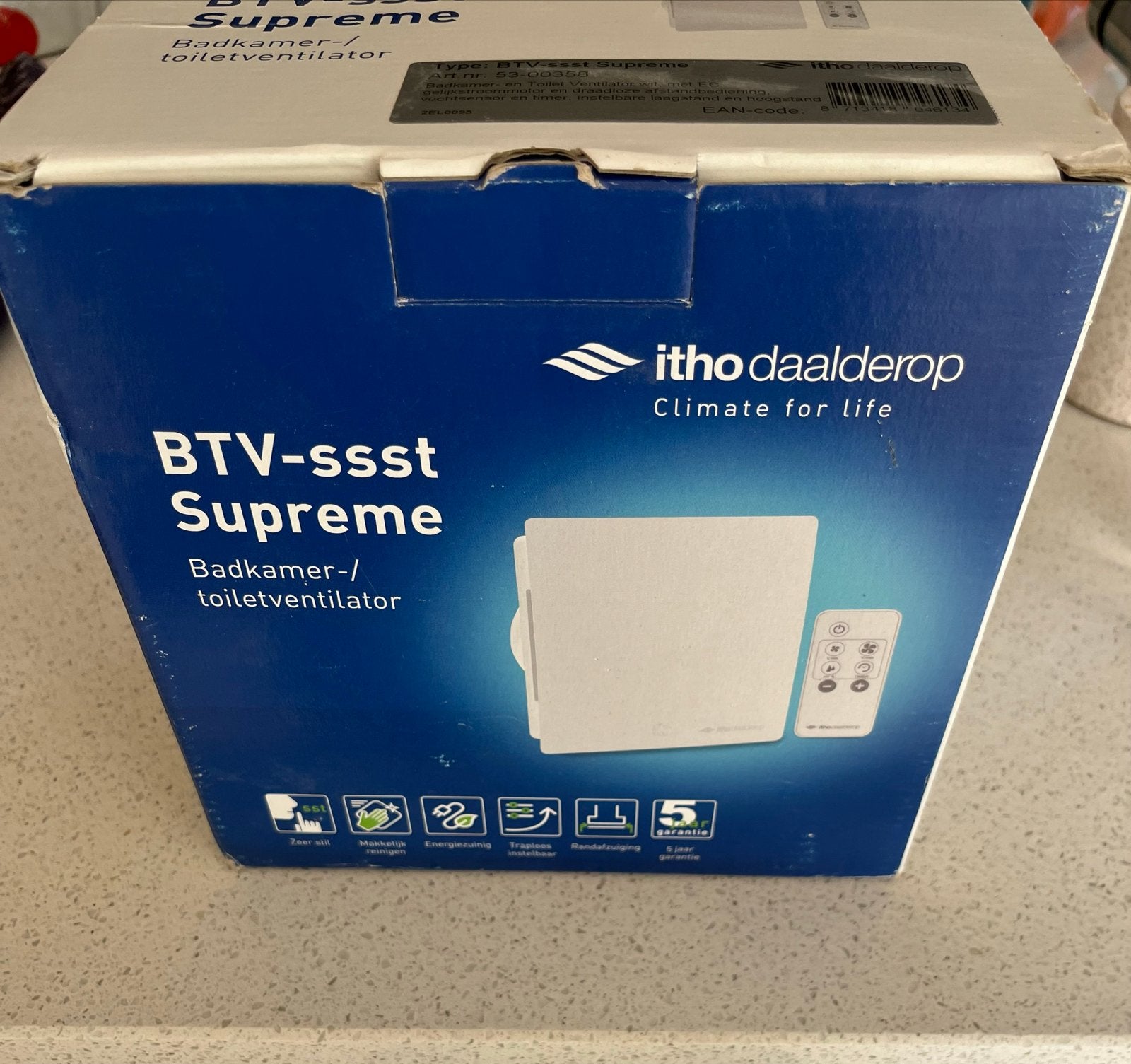 Itho Daalderop BTV-ssst Supreme Badkamer/Toiletventilator, Ophalen, Ventilator met afstandsbediening, Nieuw, Overige