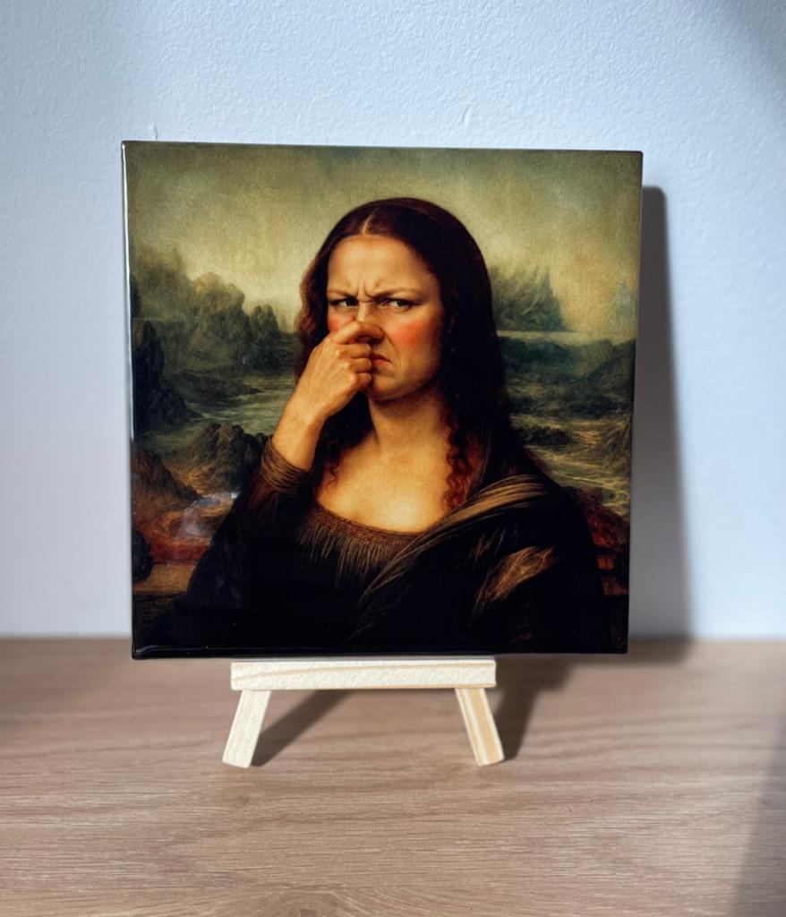 Toilet pret met Mona Lisa op standaard tegeltjes humor, Ophalen of Verzenden