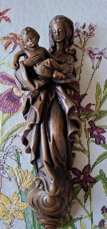 Wandbeeld Maria met Kind - gemerkt, Antiek en Kunst, Kunststof, Ophalen of Verzenden, Handgemaakt, 20 - 50 cm