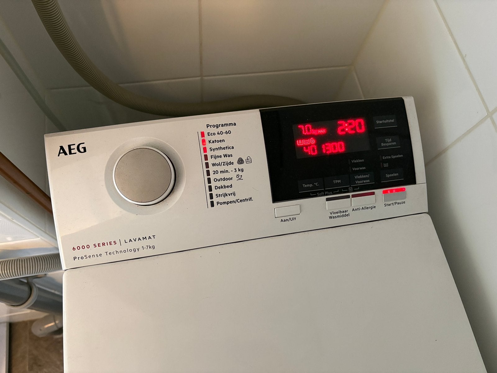 Wasmachine Bovenlader AEG 6000 series Prosense, Witgoed en Apparatuur, Wasmachines, Ophalen, Bovenlader, Zo goed als nieuw, 85 tot 90 cm