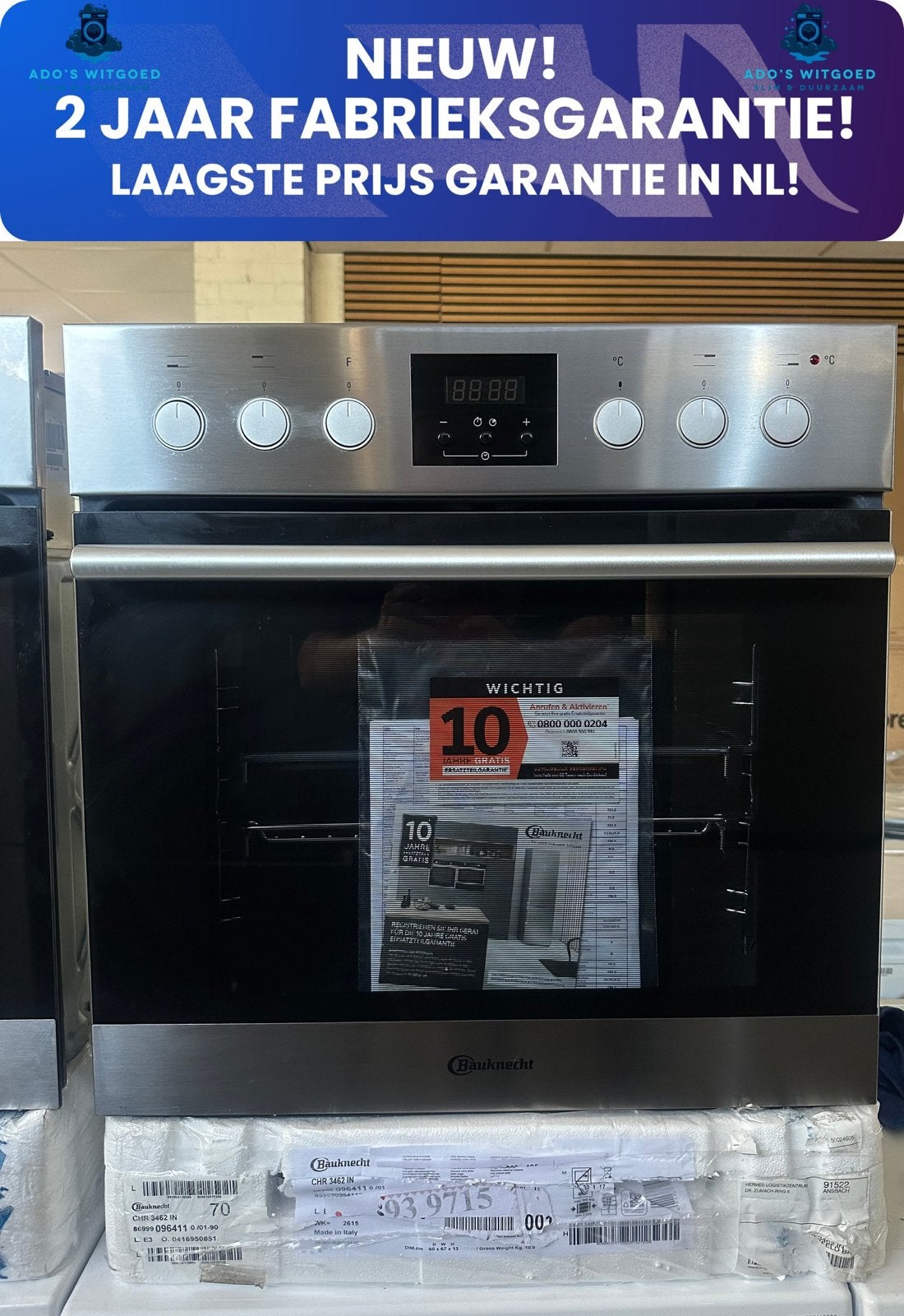 BAUKNECHT INBOUW SET 60CM OVEN + KOOKPLAAT 65L DiamondClean, 45 tot 50 cm, Bauknecht, Hete lucht, Info@adoswitgoed.nl