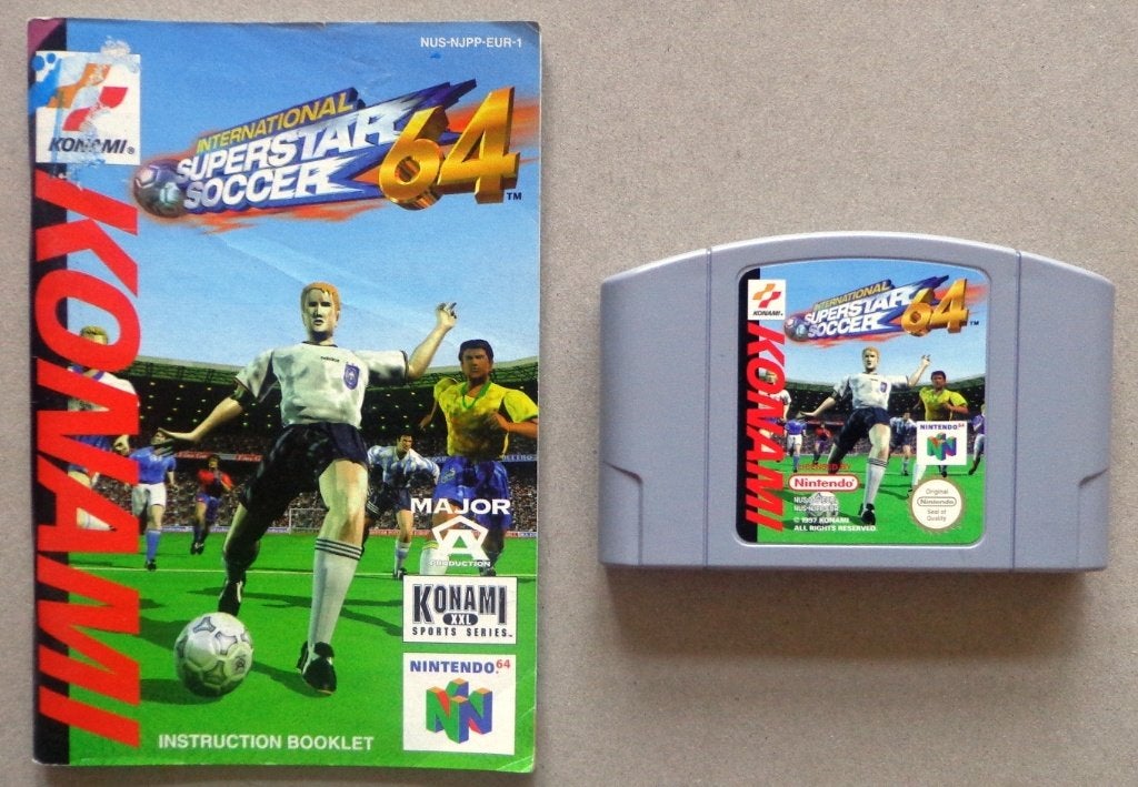Int. Superstar Soccer 64 voor de Nintendo 64 + boekje, Gebruikt, 1 speler, Ophalen of Verzenden, Vanaf 3 jaar