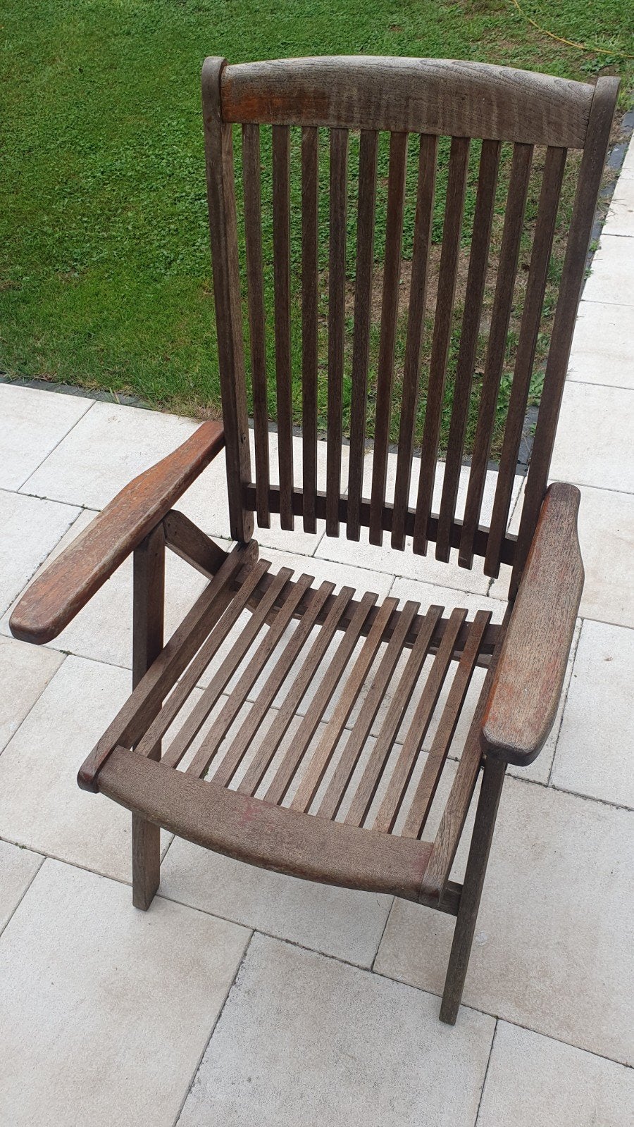 4 hard houten tuinstoelen, Ophalen, Gebruikt, Hout, Verstelbaar