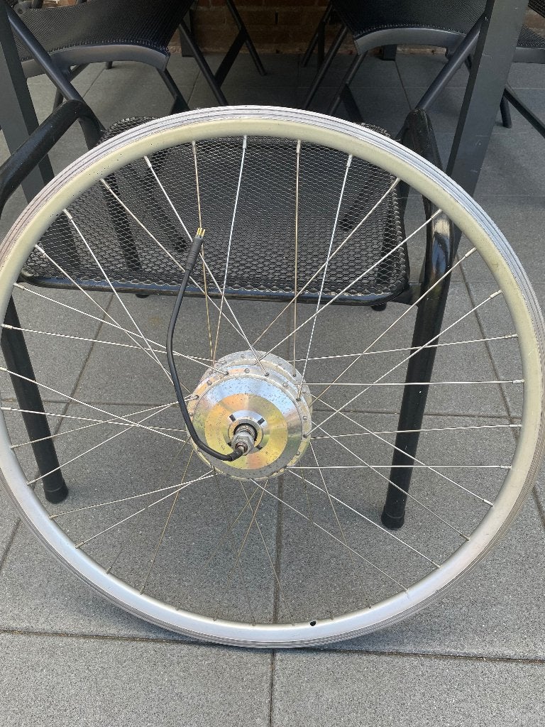 E-Bike voorwiel 36 volt 5 pens connector., Gebruikt, Overige materialen, Ophalen of Verzenden, Motor