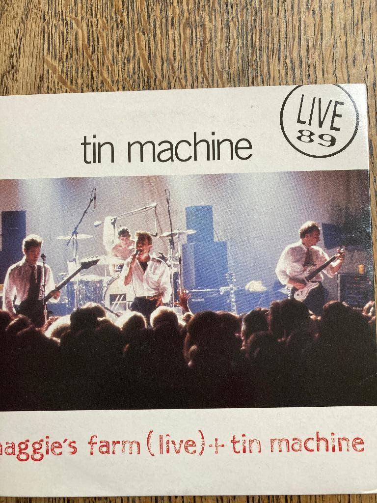 7" single Tin Machine (Bowie) Maggie's farm live from Paris, Fotohoes, Ophalen of Verzenden, Zo goed als nieuw, Pop