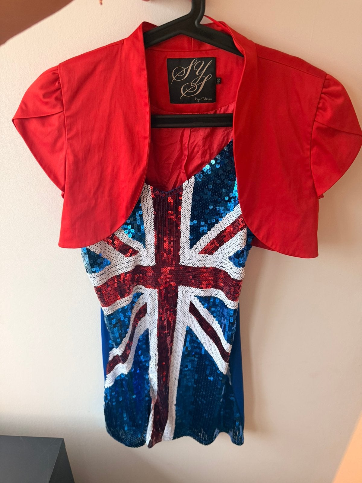 Ginger Spice (Spice Girls) outfit, Maat 38/40 (M), Ophalen of Verzenden, Gedragen, Boven de knie