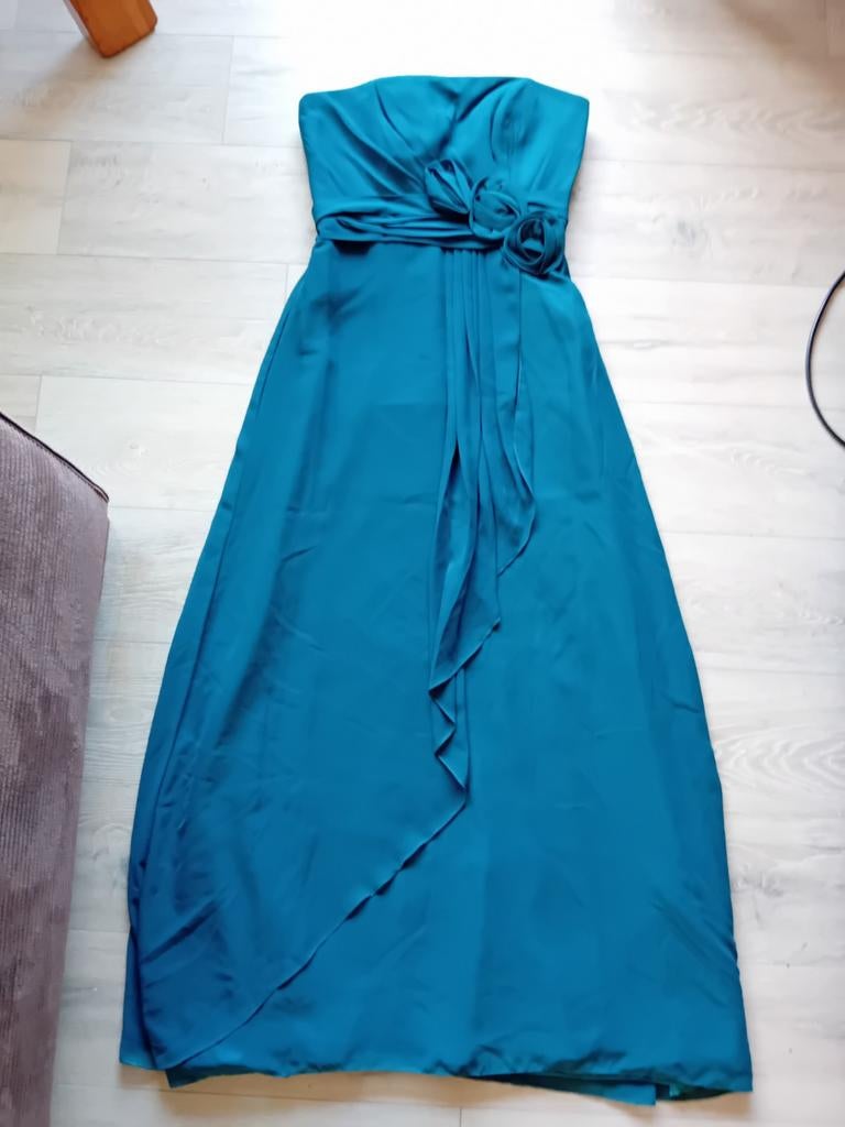 Elegante Petrolkleurige Strapless Galajurk Maat M, Maat 38/40 (M), Galajurk, Overige kleuren, Ophalen of Verzenden