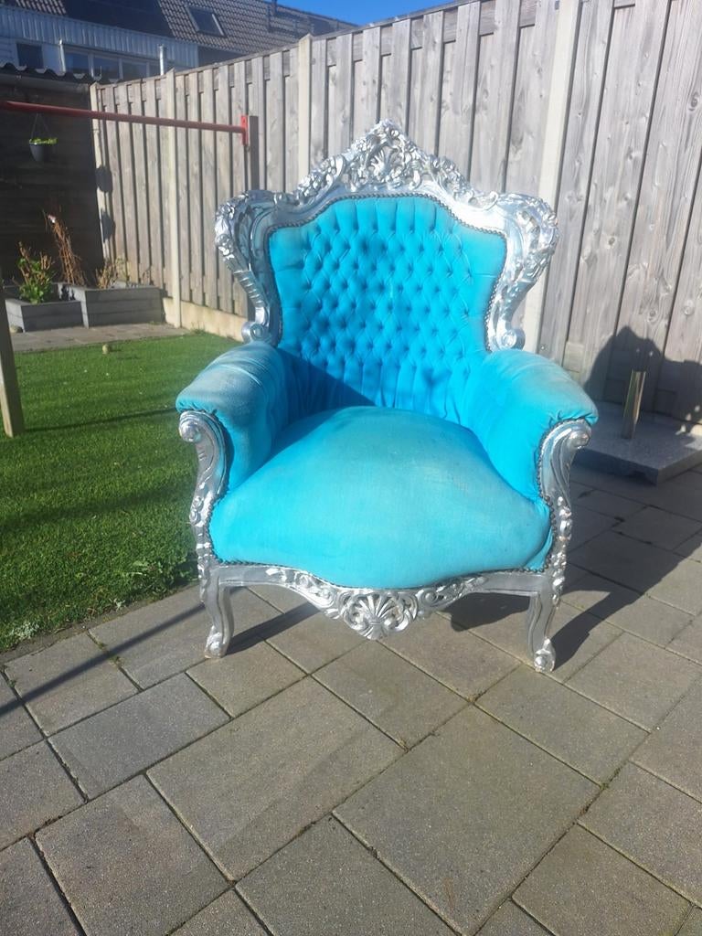Barok stoel turquoise, Huis en Inrichting, Stoelen, Ophalen, Gebruikt, Eén