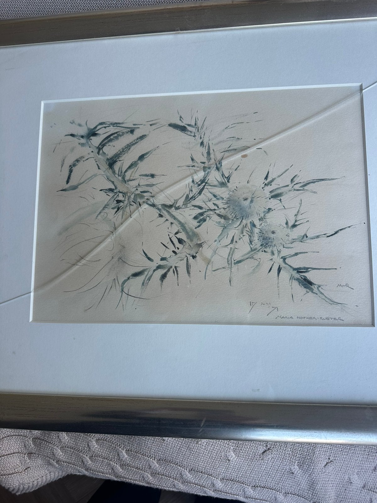 Originele tekening Maria Hofker Rueter, distels, Ophalen of Verzenden