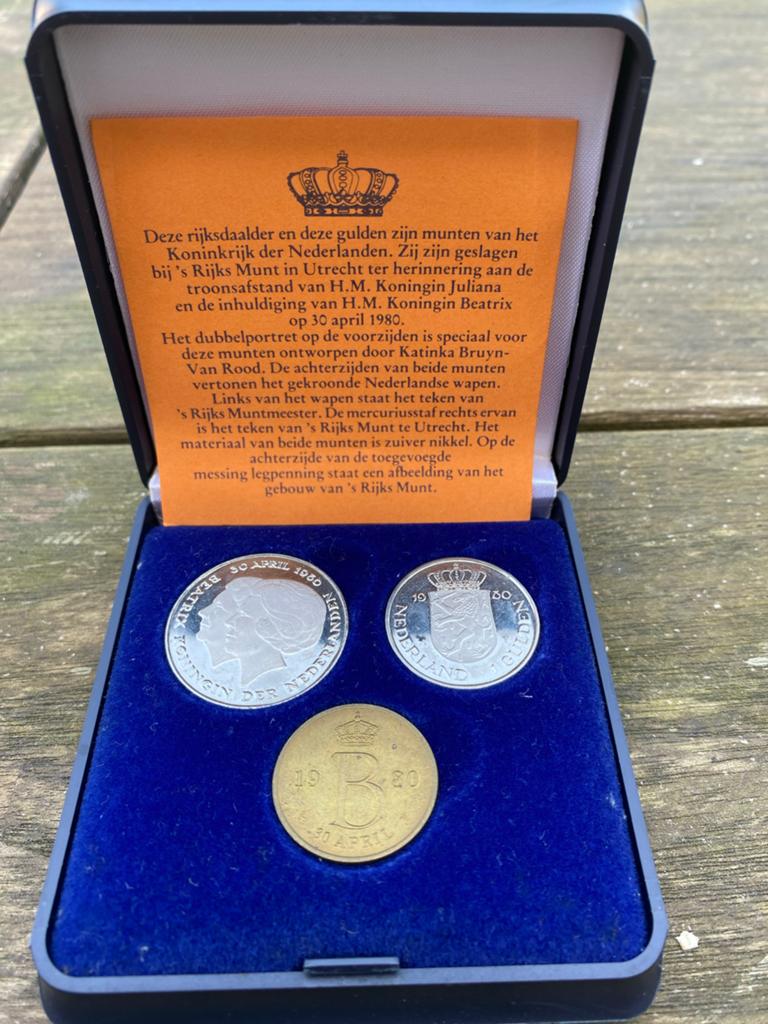 Rijksdaalder en Gulden 1980 - Inhuldiging Beatrix, Ophalen of Verzenden, Overige waardes, Setje