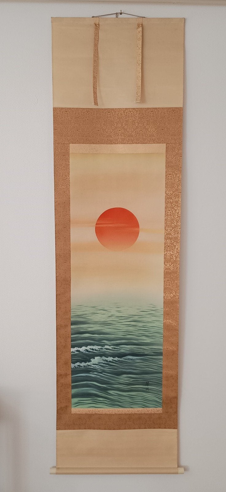 Japanse scroll rolschildering zon en zee / oceaan, Ophalen of Verzenden