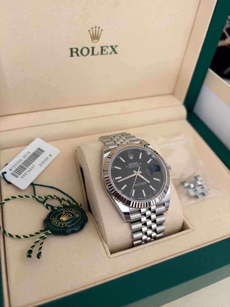 Rolex Datejust 41 | 126334 Jubilee Black Dial Full Set 2018, Ophalen, Staal, Rolex, Polshorloge