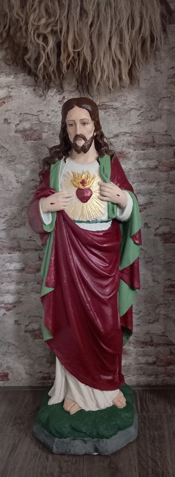 Gerestaureerd Heilig Hart beeld - 120 cm, Antiek en Kunst, Ophalen