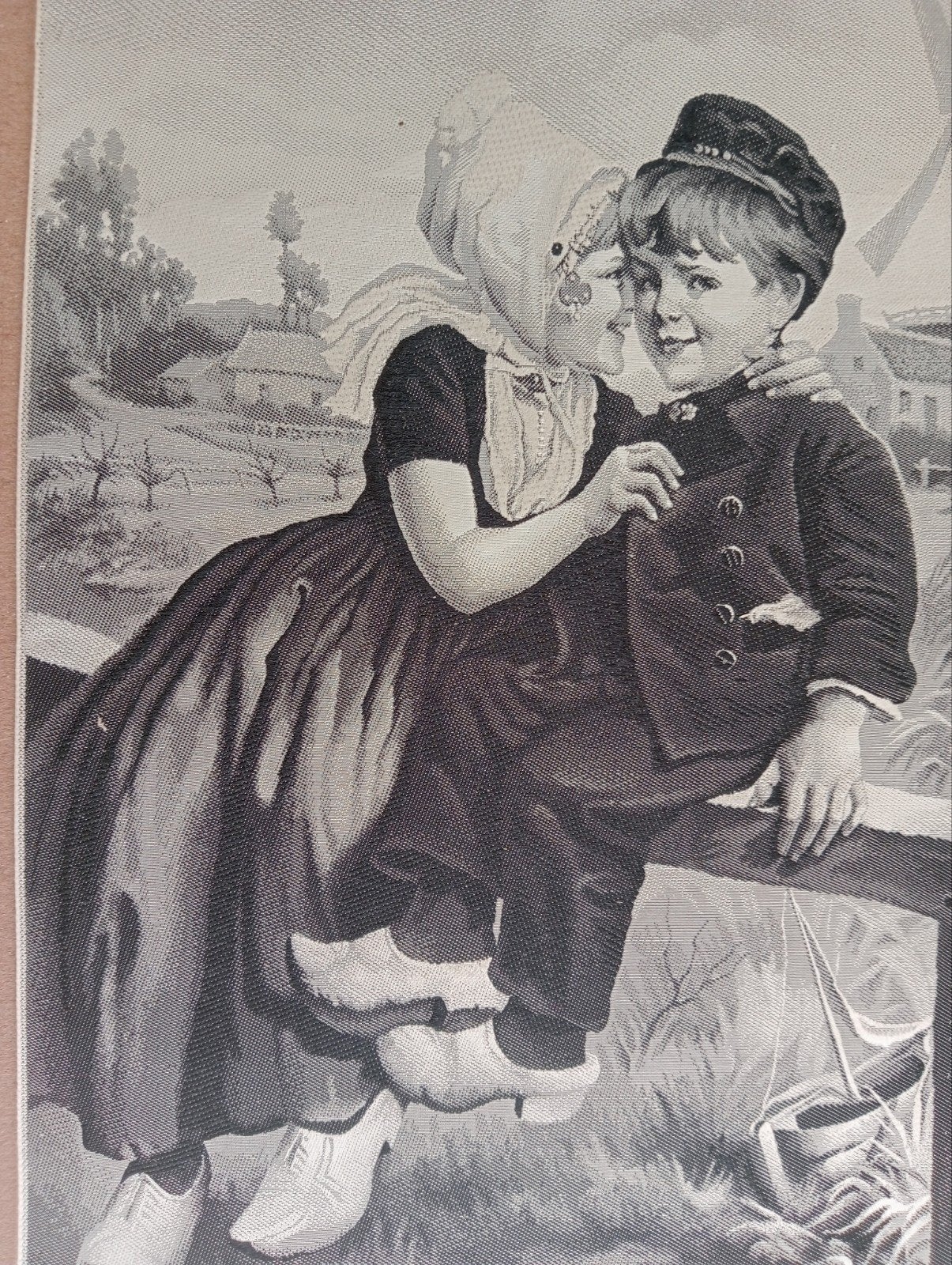 Zijde prent Neyret Frères uit Saint-Étienne, Frankrijk., Ophalen of Verzenden
