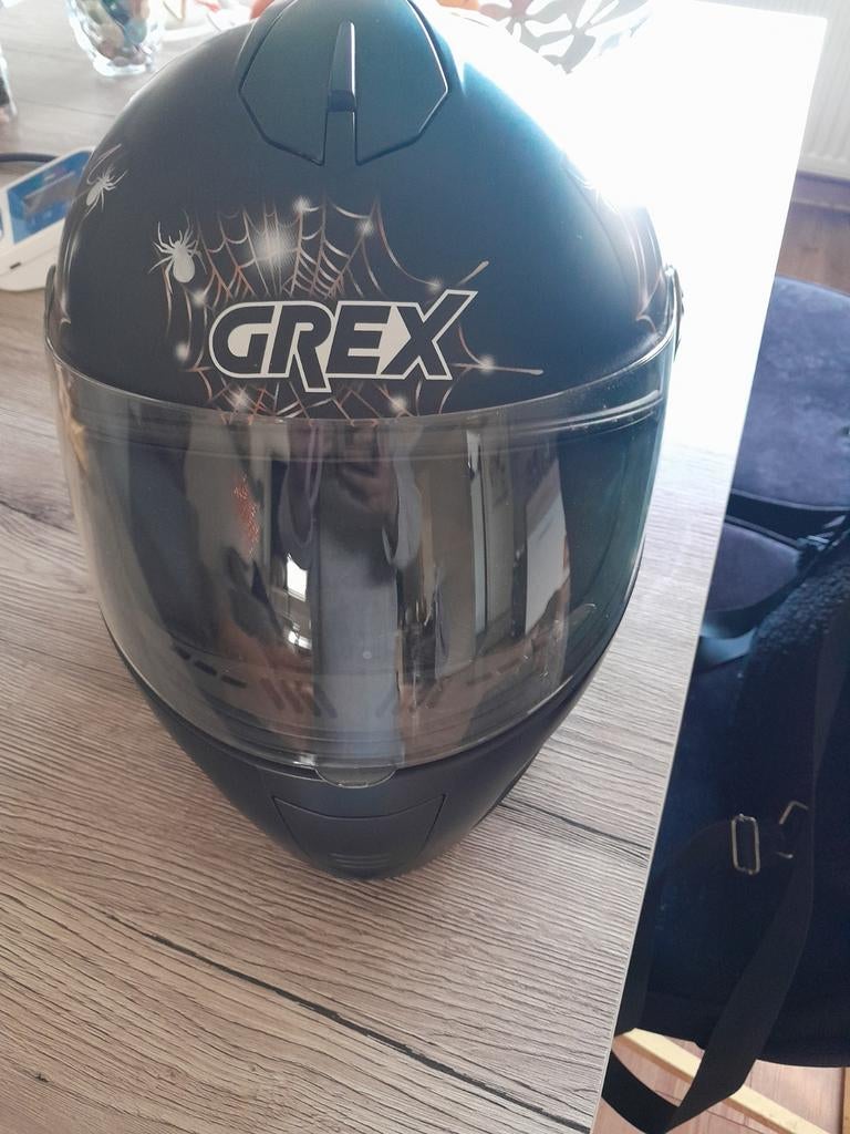 Grex Integraalhelm met Spinnenweb en Schedel Design, Overige merken, Heren, Ophalen of Verzenden, Integraalhelm