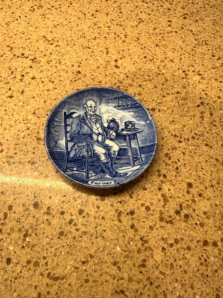 Wedgwood schoteltje 'Farmer' - Blauw en wit, Antiek en Kunst, Antiek | Servies los, Ophalen
