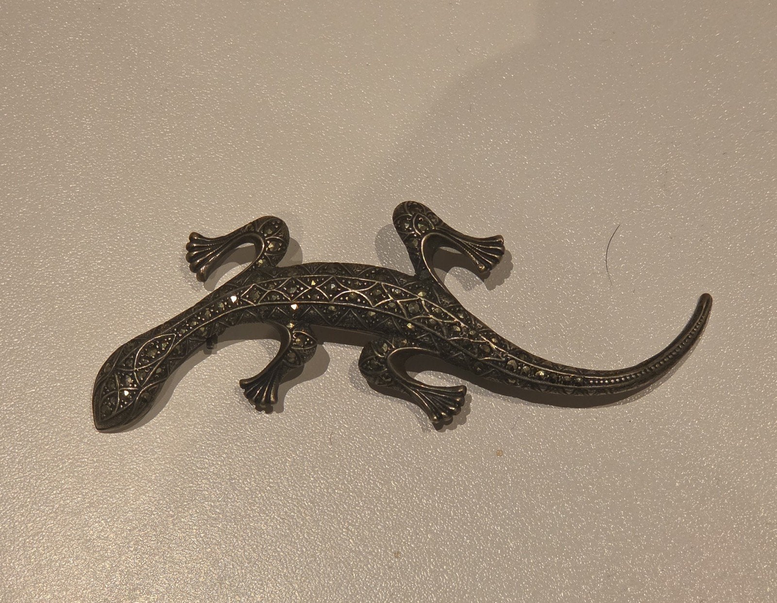 vintage zilveren hagedis broche, Ophalen of Verzenden, Zo goed als nieuw, X, Zilver