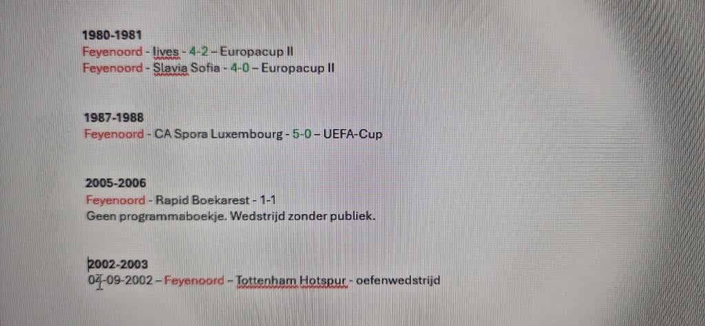 4x programmaboekje Feyenoord gezocht. Lees lijst., Ophalen, Gelezen