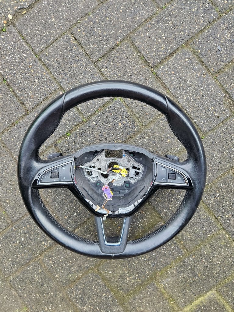 LEDEREN STUURWIEL SKODA, MET FLIPPERS, Niet ingevuld, Gebruikt, Niet ingevuld, Ophalen of Verzenden