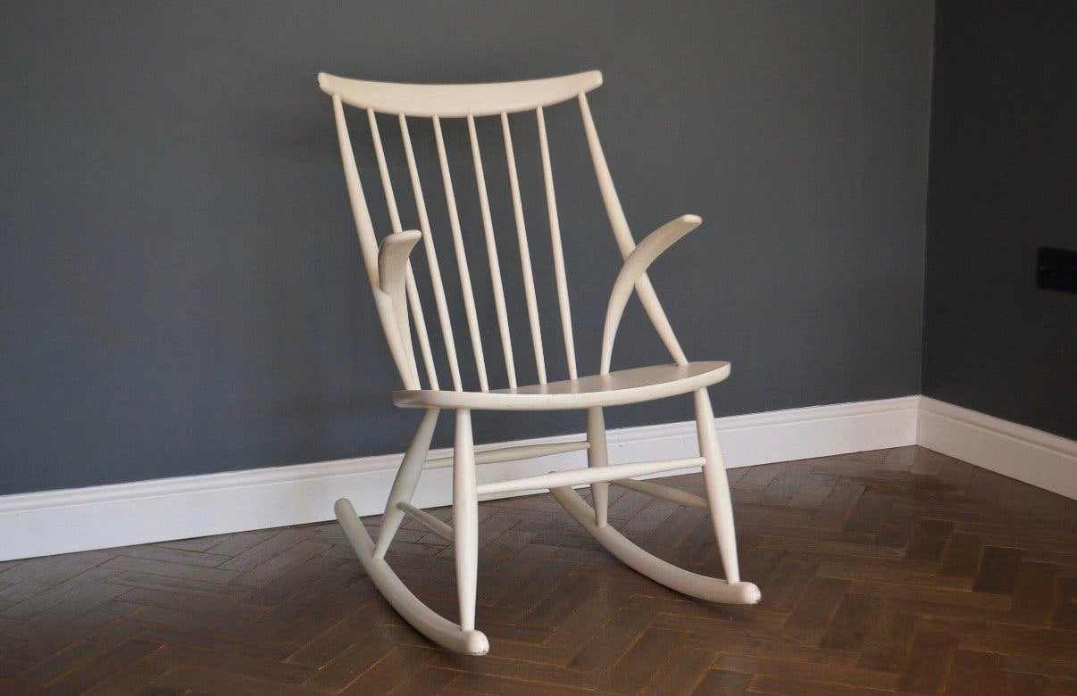 Prachtige Illum Wikkelso Schommelstoel Stoel Rocking Chair, Ophalen, Gebruikt, Wit, Eén