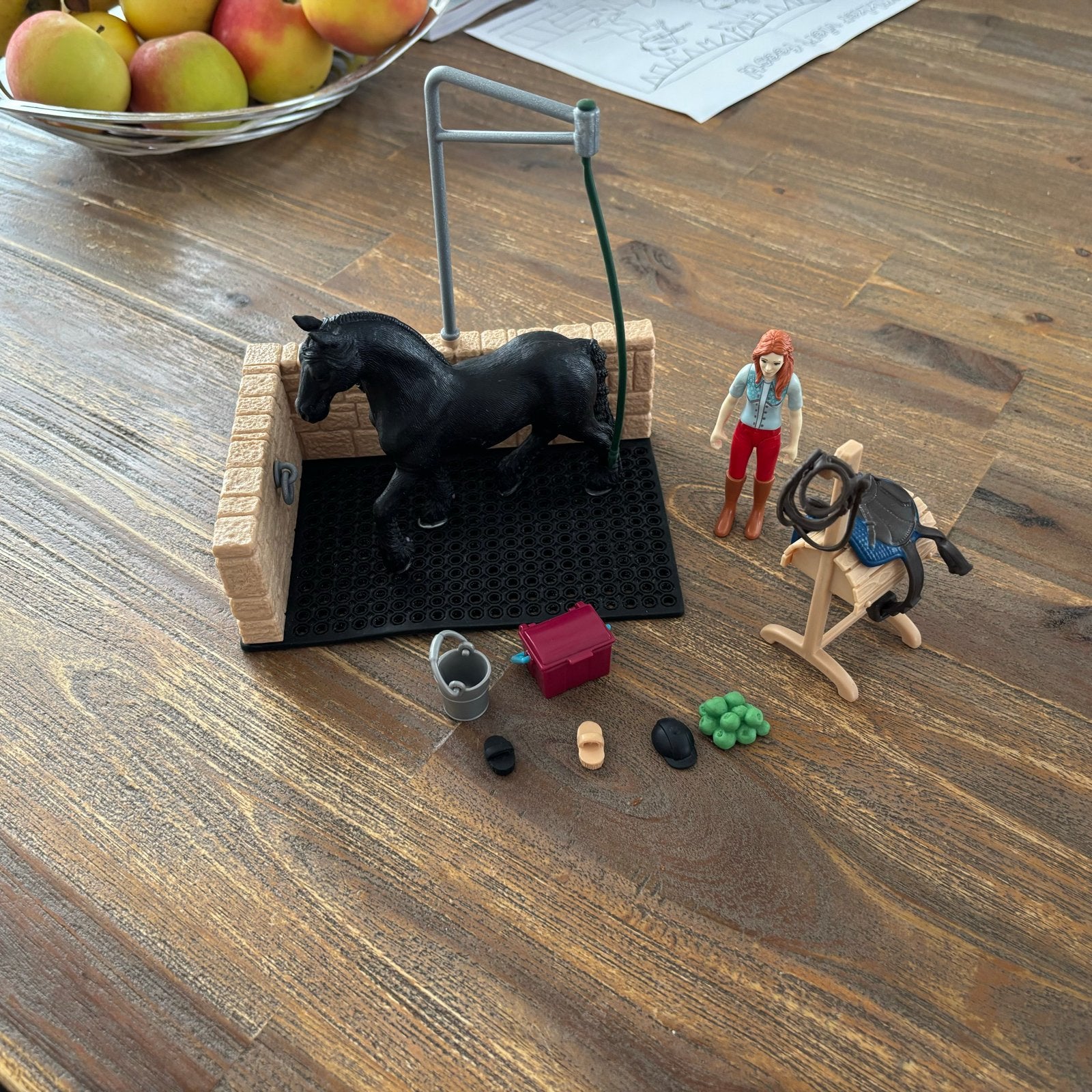 Schleich Wasplaats met paard en ruiter, Ophalen of Verzenden, Zo goed als nieuw
