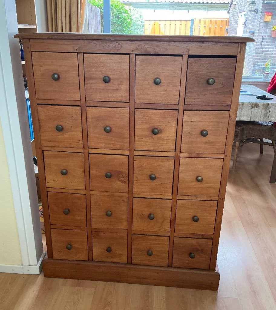 Teak ladenkast, Huis en Inrichting, Kasten | Ladekasten, Gebruikt, 100 tot 150 cm, 50 tot 100 cm, 25 tot 50 cm, Teakhout, 5 laden of meer