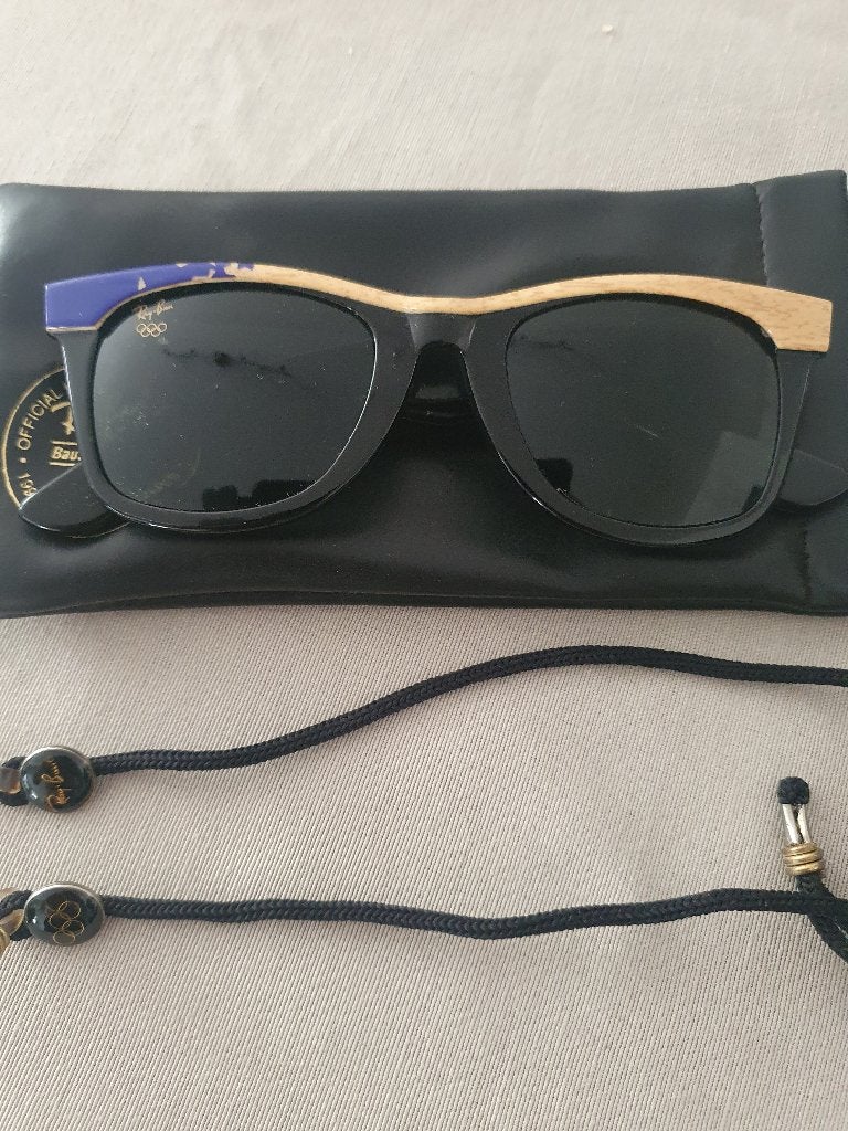 Ray Ban Wayfarer Olympic Lillehammer 1994 winterspelen, Zonnebril, Zwart, Ophalen of Verzenden, Zo goed als nieuw