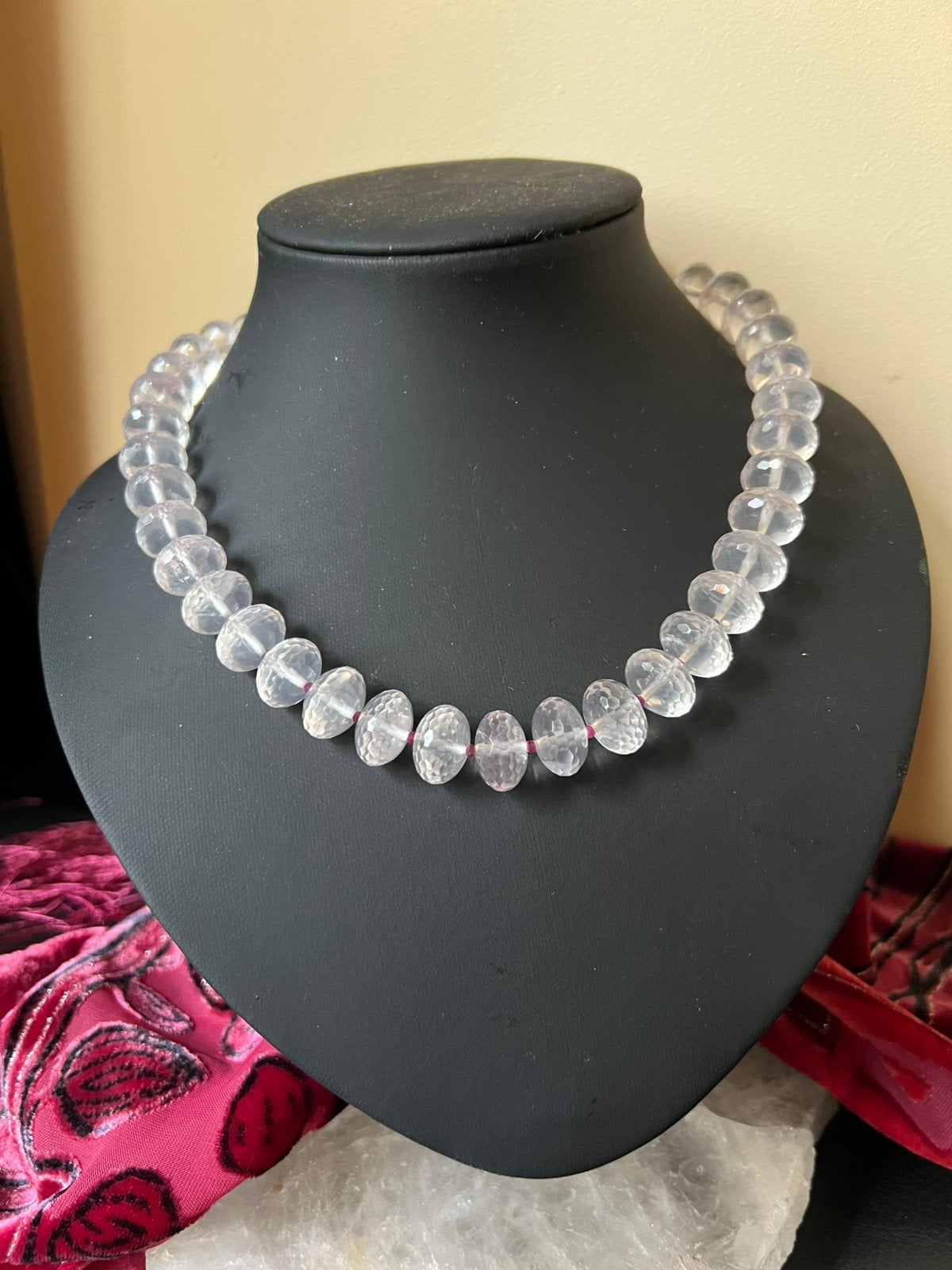 Rozenkwarts robijn facet liefde geluk beschermt magie uniek, Sieraden, Tassen en Uiterlijk, Kettingen, Nieuw, Verstelbaar, Ophalen of Verzenden