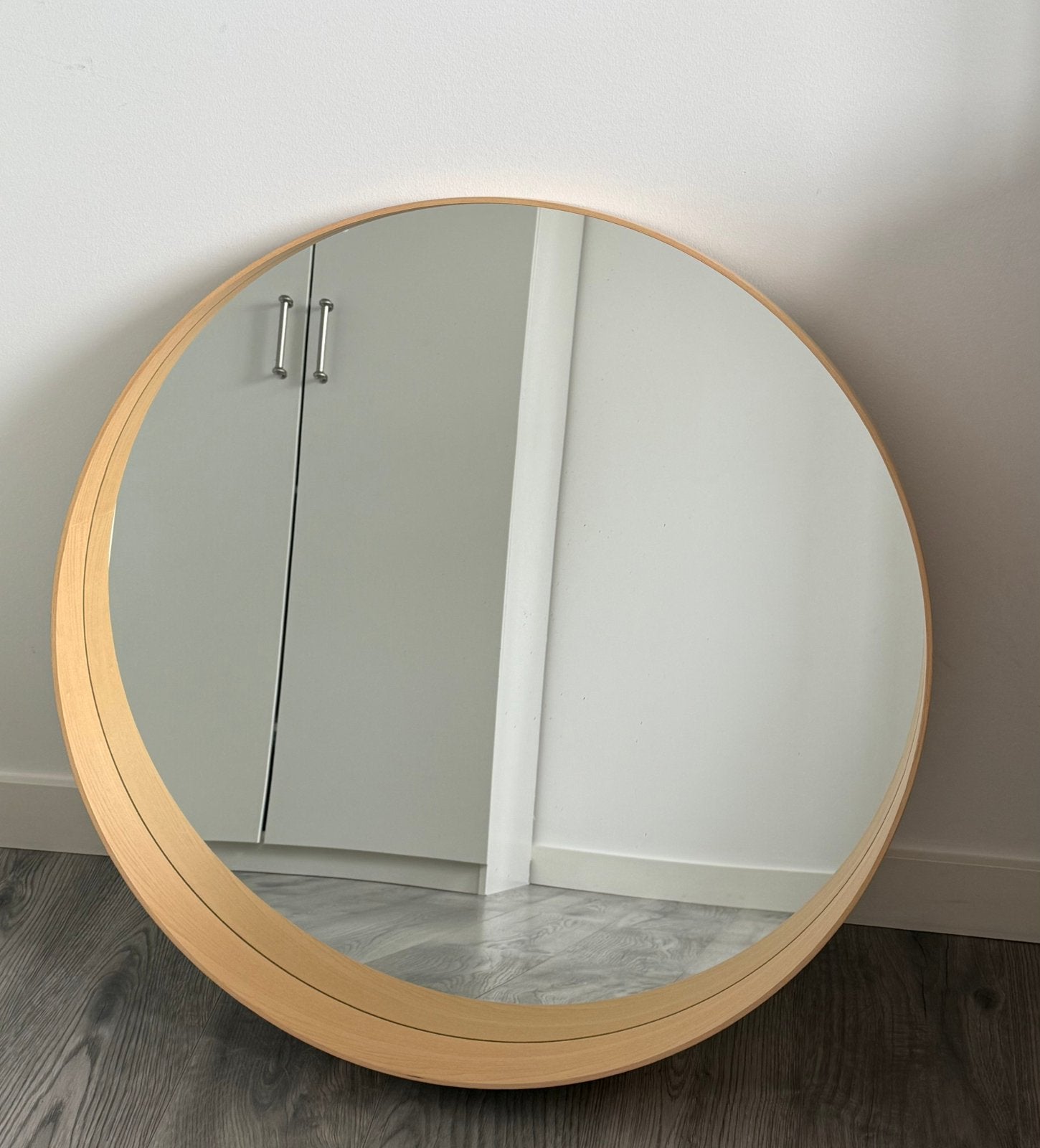 Ikea Stockholm wandspiegel walnoot fineer 80 cm, Ophalen, Gebruikt, Rond, 75 tot 100 cm