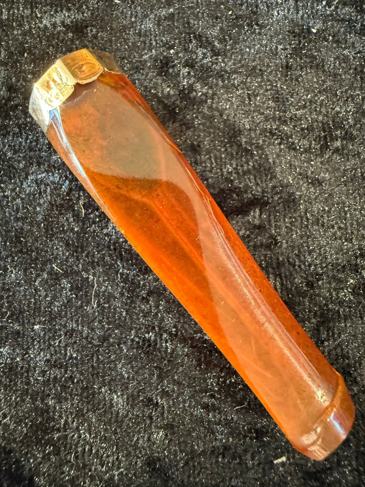 Antiek Barnstenen Sigaren Pijpje met Gouden Montuur, Gebruikt, Ophalen of Verzenden, (Water)pijp