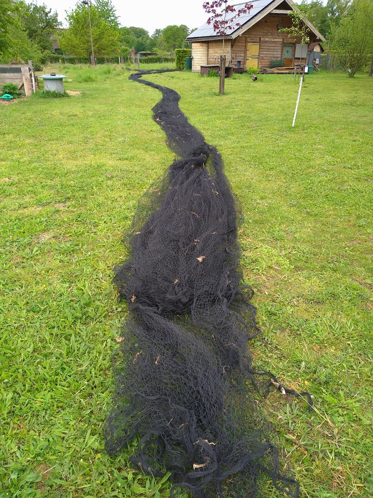 Zwart net voor beschermimg tegen vogels,lange lengte, Tuin en Terras, Gaas en Draad, Ophalen of Verzenden, Gebruikt, 20 meter of meer