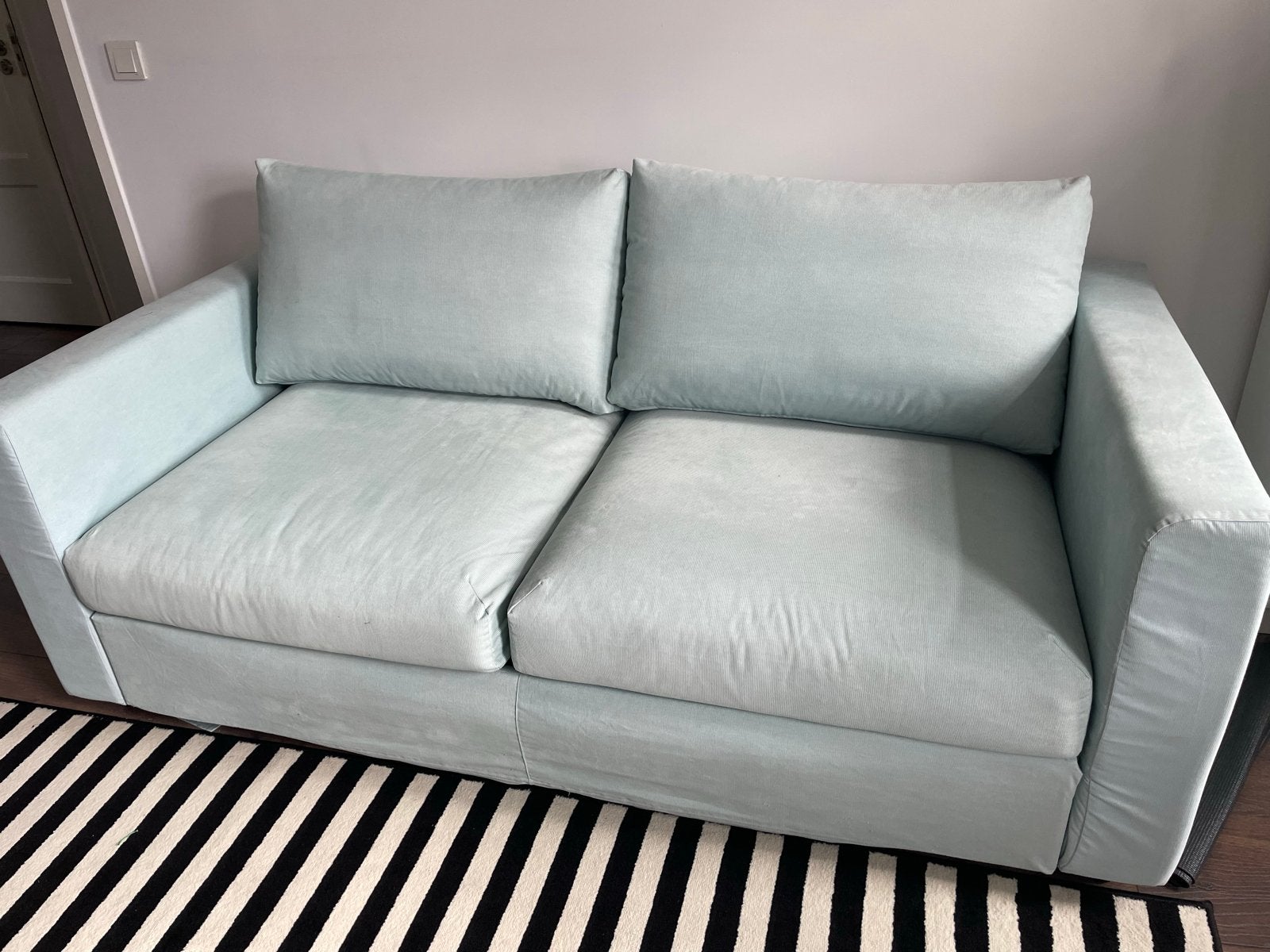 IKEA VIMLE 2-zits slaapbank met TUDDAL topmatras, Ophalen, Gebruikt, Blauw, Tweepersoons