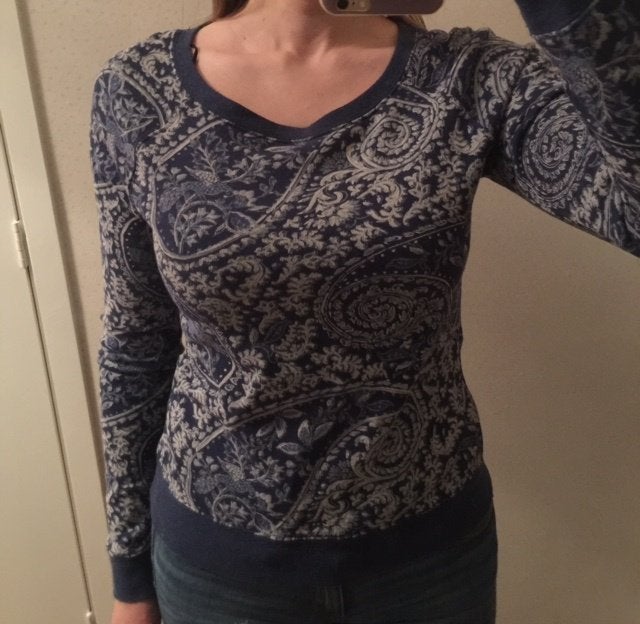 H&M indigo blauw paisley trui sweattrui sweater maat S, Kleding | Dames, Ophalen of Verzenden, Nieuw, Maat 36 (S), Blauw