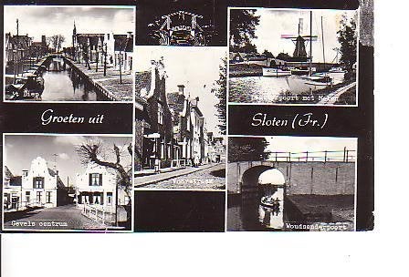 Ansichtkaart 	Sloten	5-luik	Molen, Verzenden, 1940 tot 1960, Gelopen, Friesland