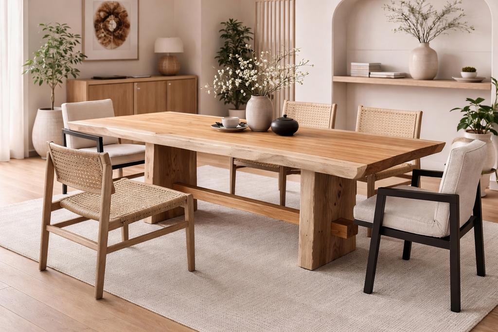 Suar mungur boomstamtafel 3 meter 10cm dik uit 1 stuk, Huis en Inrichting, Tafels | Eettafels, Ophalen, Japandi, Industrieweg 25