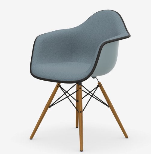 Gloednieuwe Eames DAW stoel van Vitra, gestoffeerd, Ophalen, Blauw, Mid-Century Modern (jaren vijftig), Nieuw