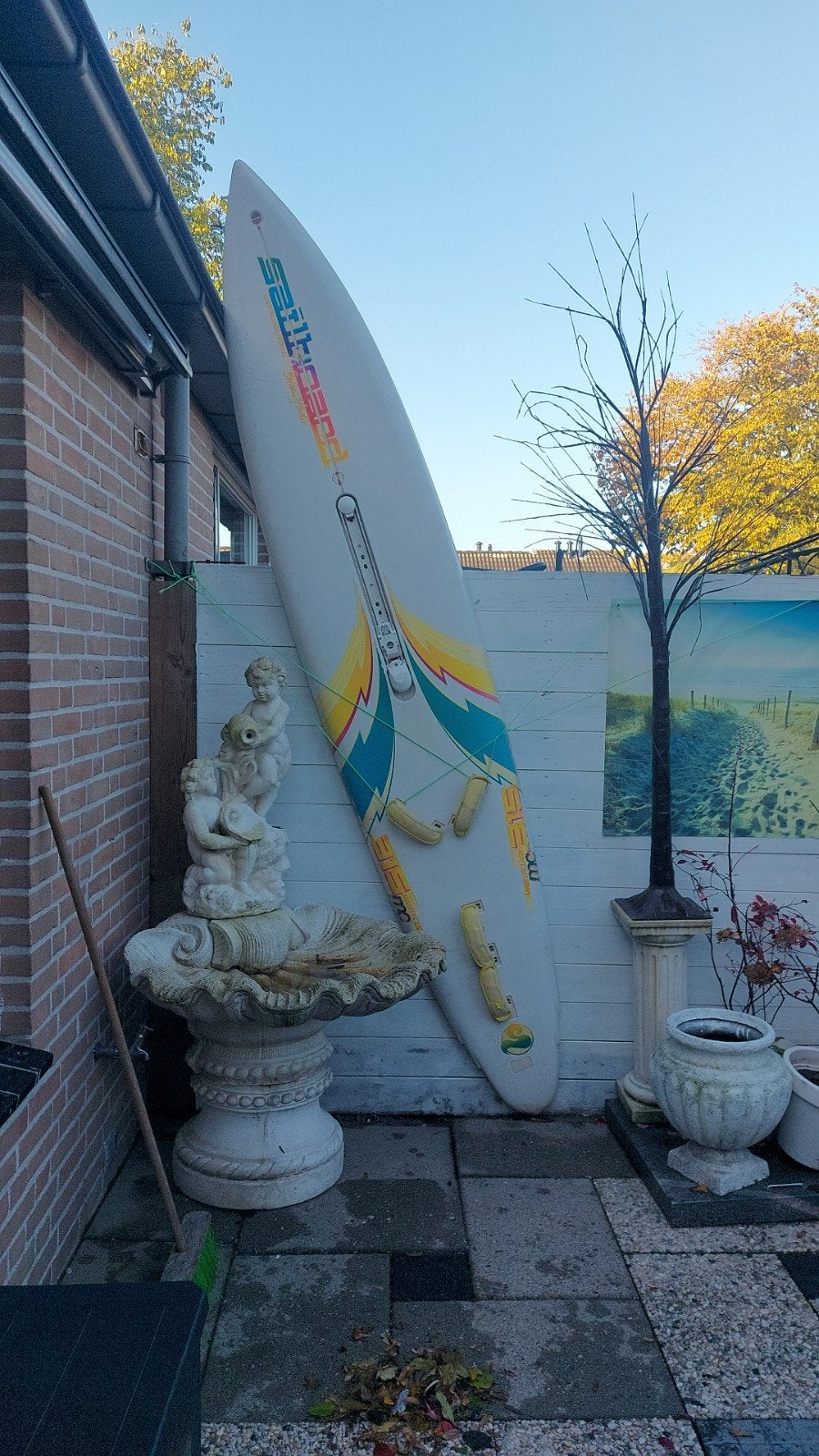 Vintage Sailboard Windsurfplank - Compleet met voetbanden, Met voetbanden, Gebruikt, 300 cm of meer, Plank
