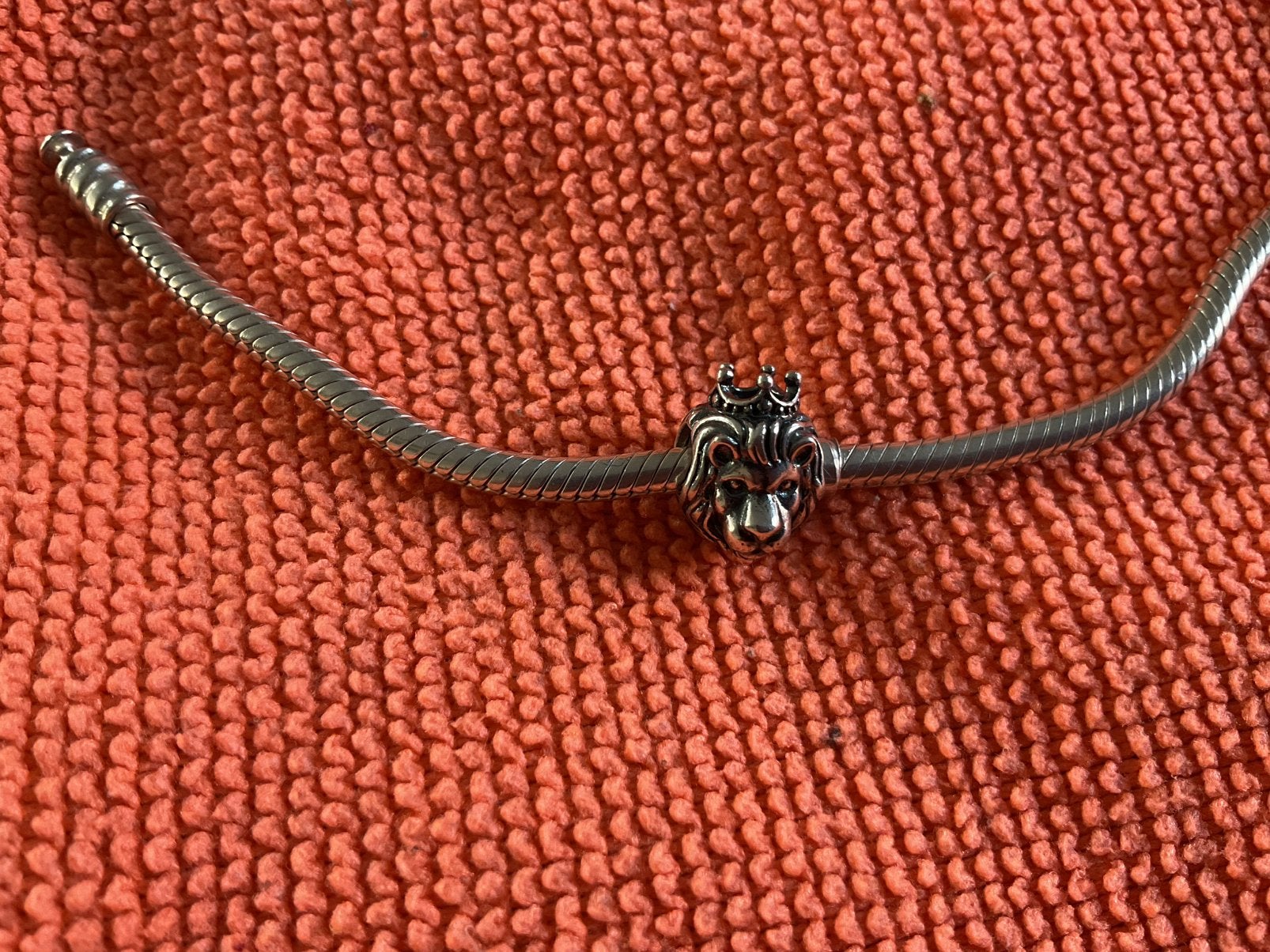 Pandora Bedel Leeuwen Kop, Verzenden, Zo goed als nieuw, Zilver, Pandora